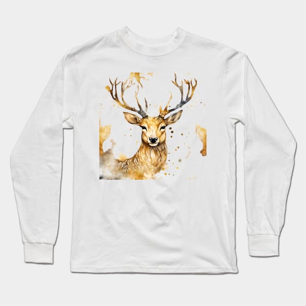 watercolor deer Long Sleeve T-Shirt by Awgacia